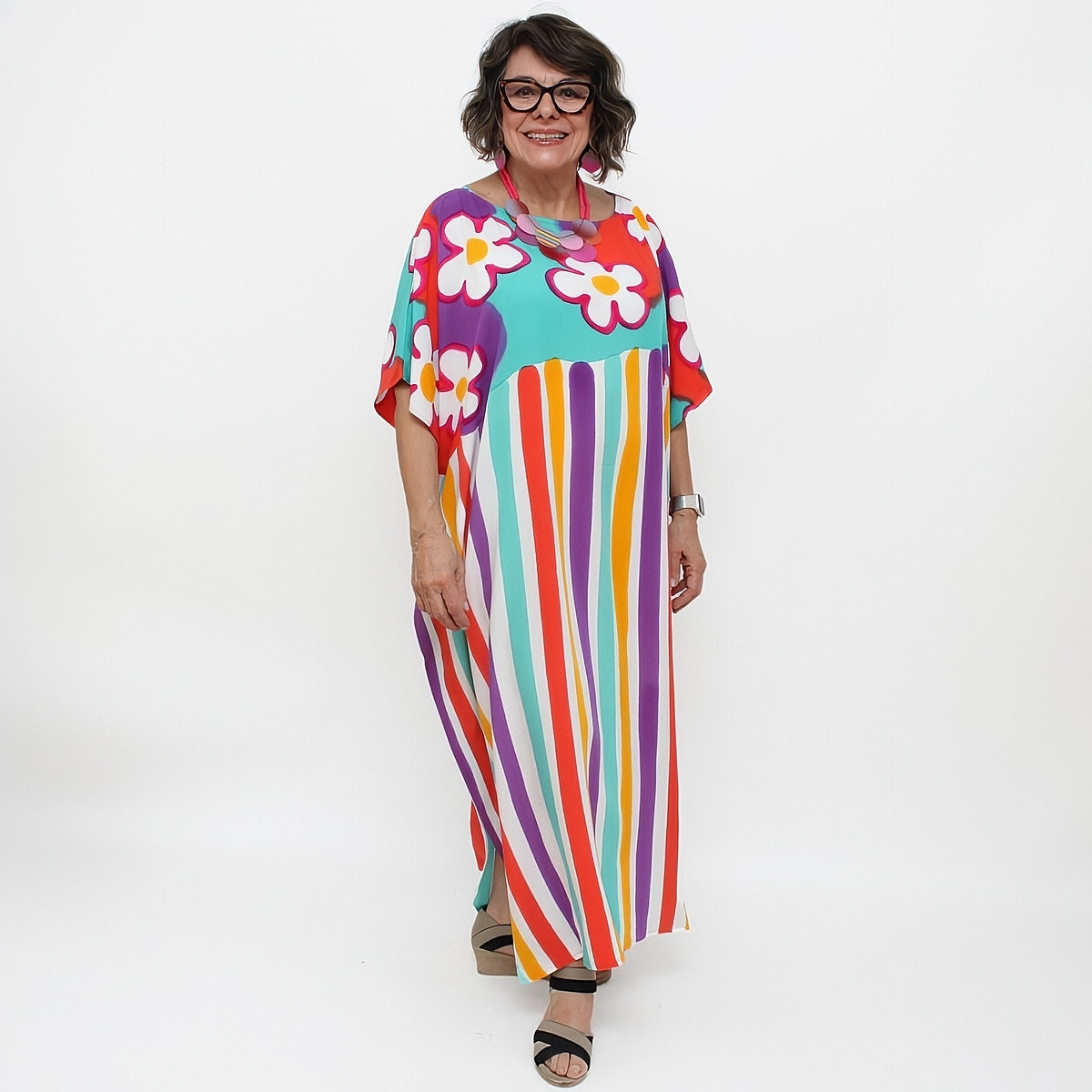 All the Flowers Bright Colored Kaftan - Sylca Designs - Chunky Jewelry