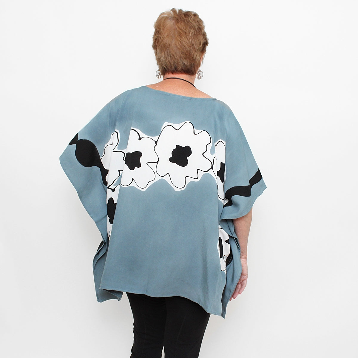 Black and Gray Flower Blouse