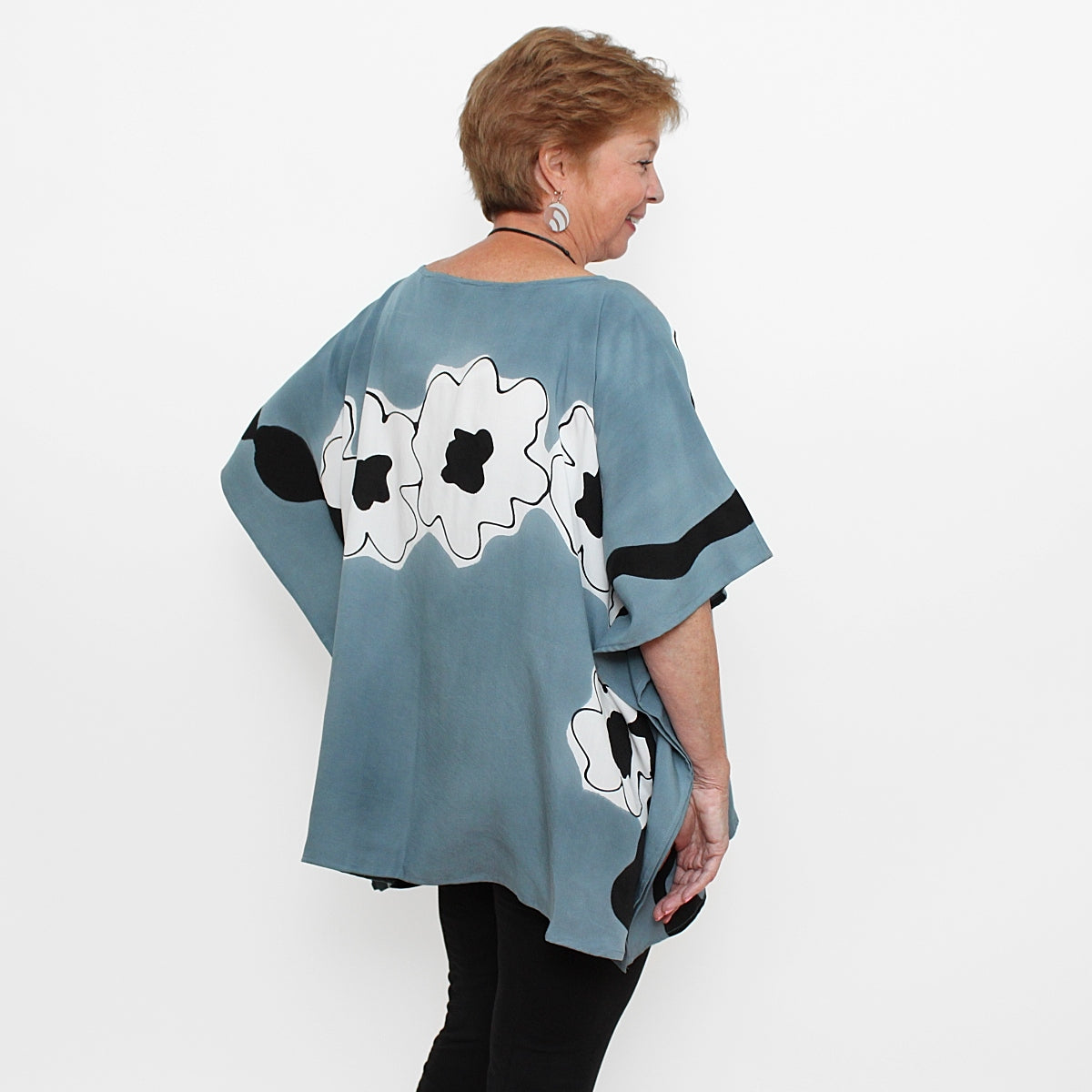 Black and Gray Flower Blouse