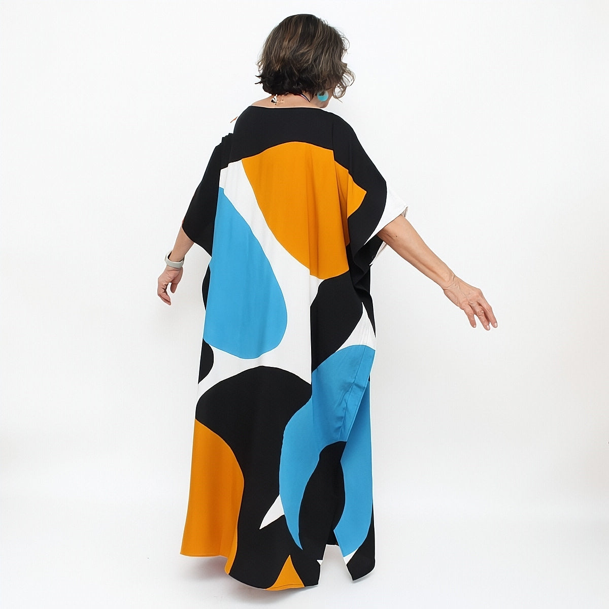 Blue and Mustard Pop of Color Kaftan - Sylca Designs - Chunky Jewelry