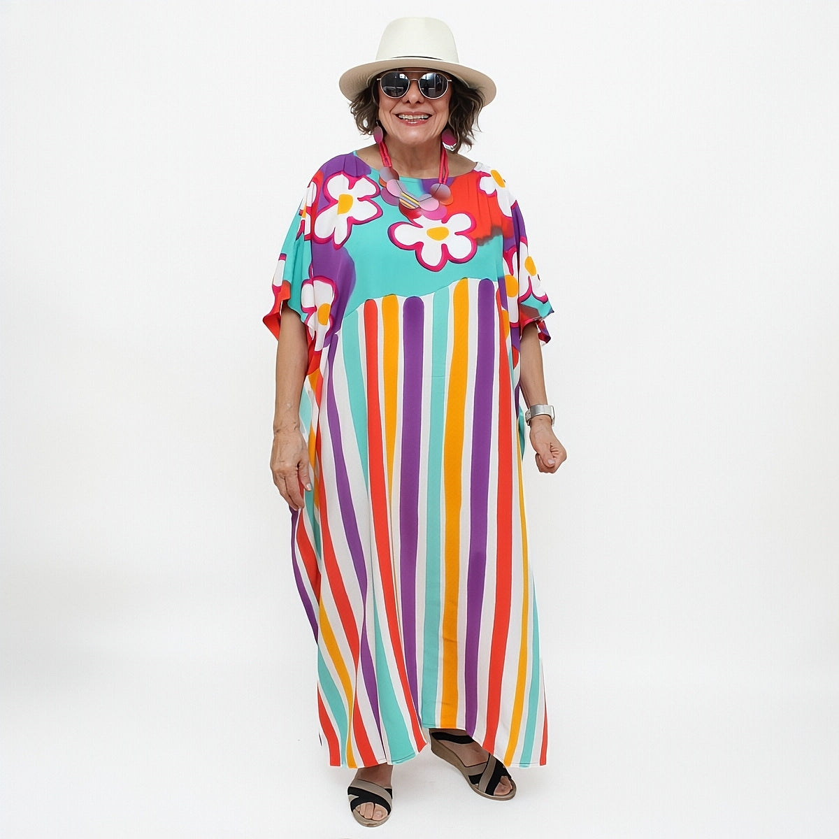 All the Flowers Bright Colored Kaftan - Sylca Designs - Chunky Jewelry