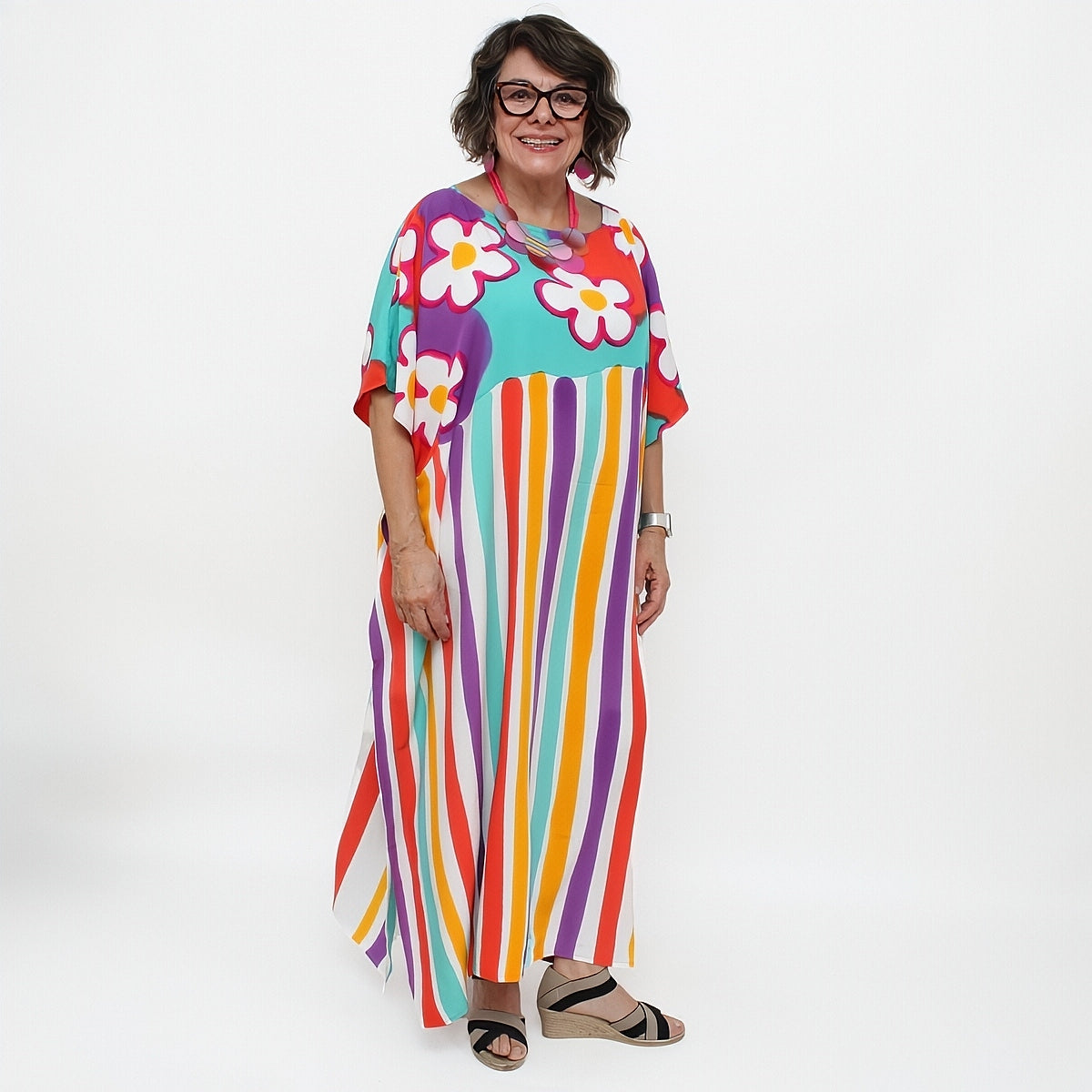 All the Flowers Bright Colored Kaftan - Sylca Designs - Chunky Jewelry