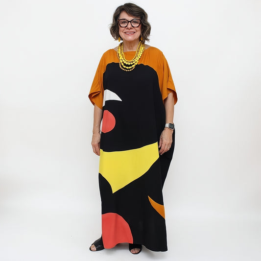 Black Multi Color Celestial Kaftan