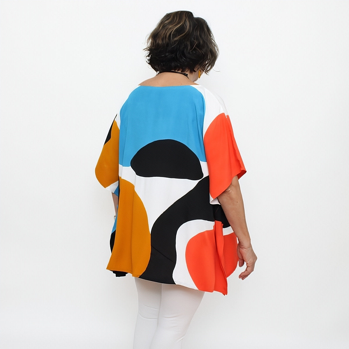 Blue and Mustard Pop of Color Blouse - Sylca Designs - Chunky Jewelry
