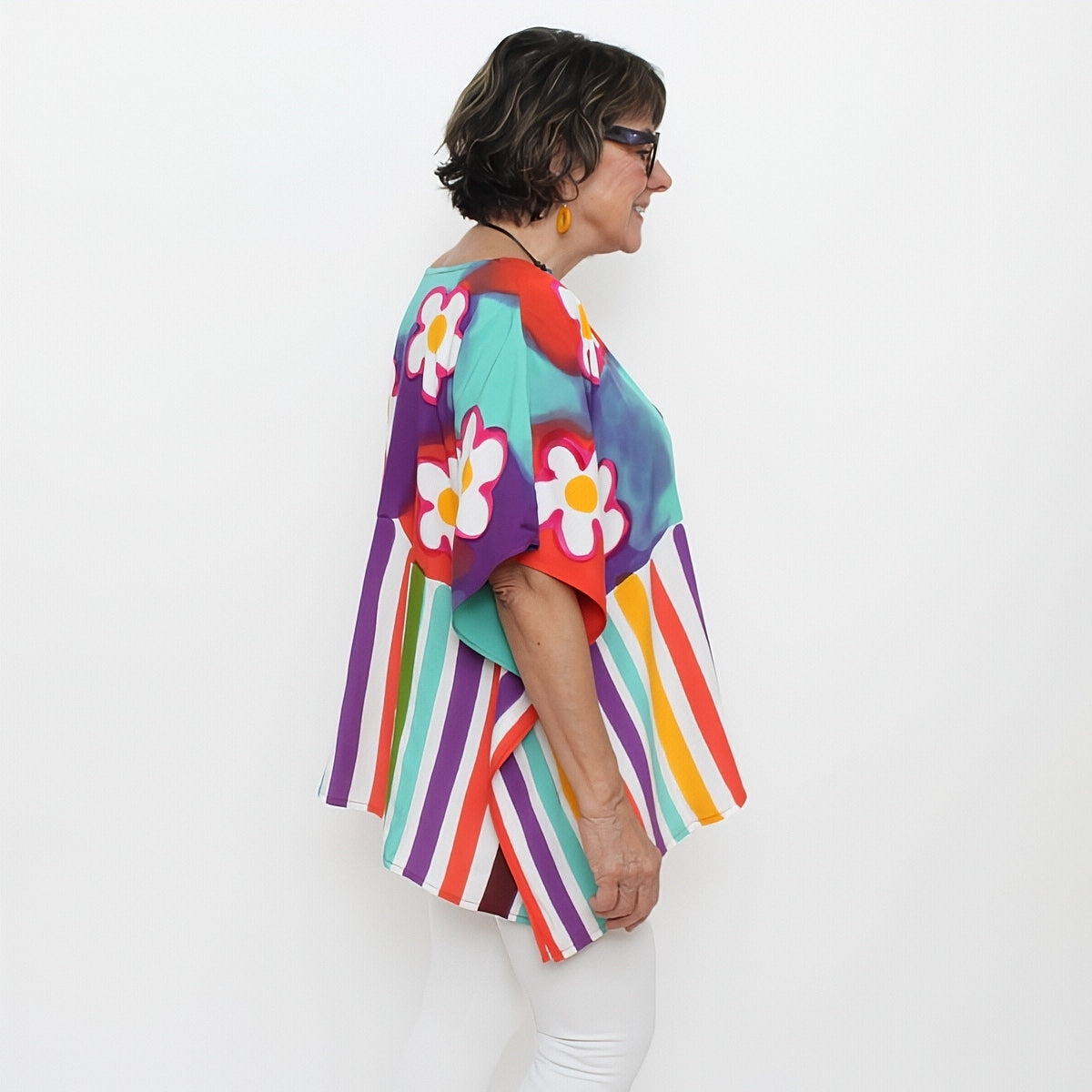 All the Flowers Bright Colored Blouse - Sylca Designs - Chunky Jewelry