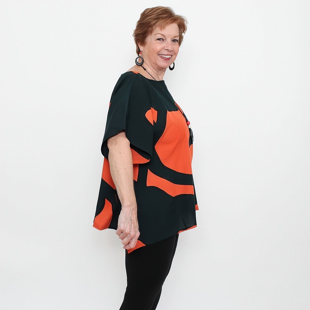 Orange Modern Sunset Blouse - Sylca Designs - Chunky Jewelry
