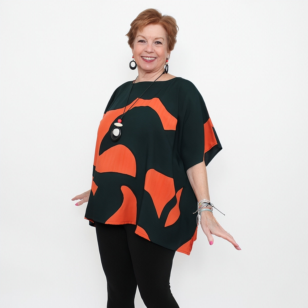 Orange Modern Sunset Blouse - Sylca Designs - Chunky Jewelry