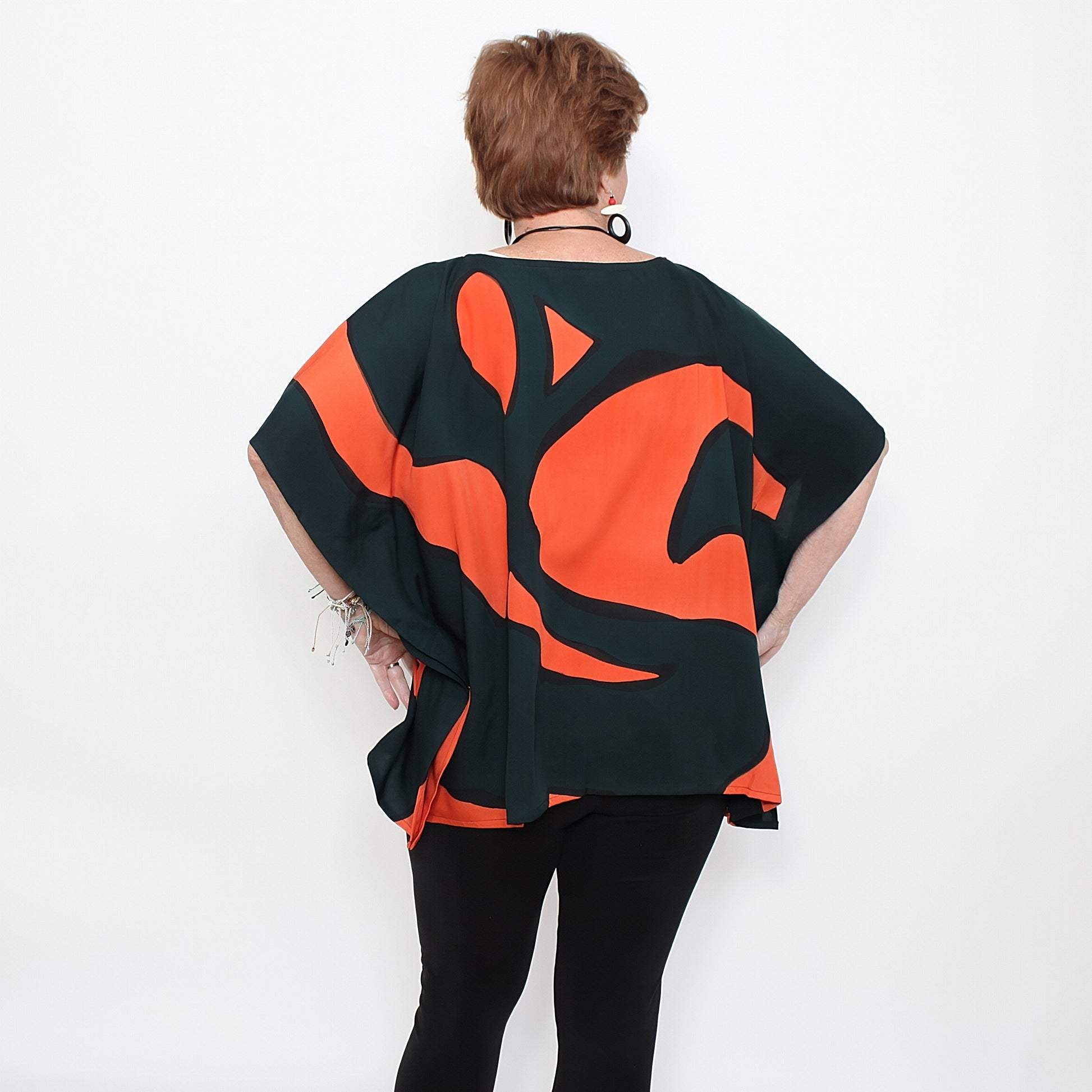 Orange Modern Sunset Blouse - Sylca Designs - Chunky Jewelry