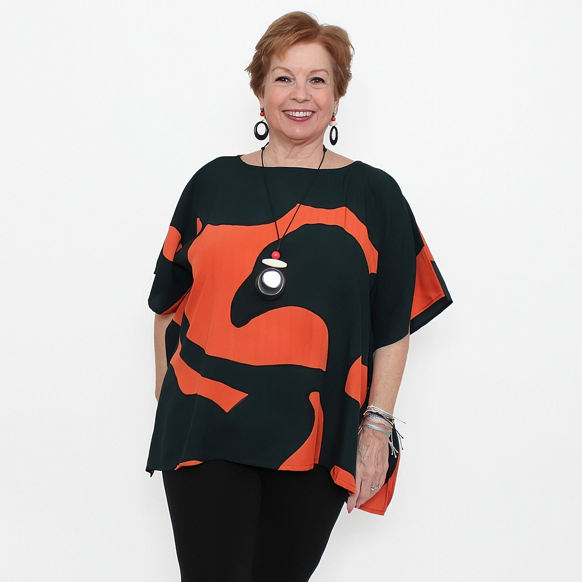 Orange Modern Sunset Blouse - Sylca Designs - Chunky Jewelry