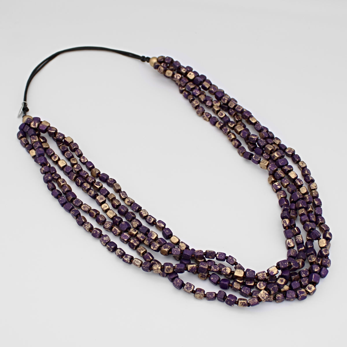 Purple and Gold Multi Strand Ellie Necklace - Sylca Designs - Chunky Jewelry
