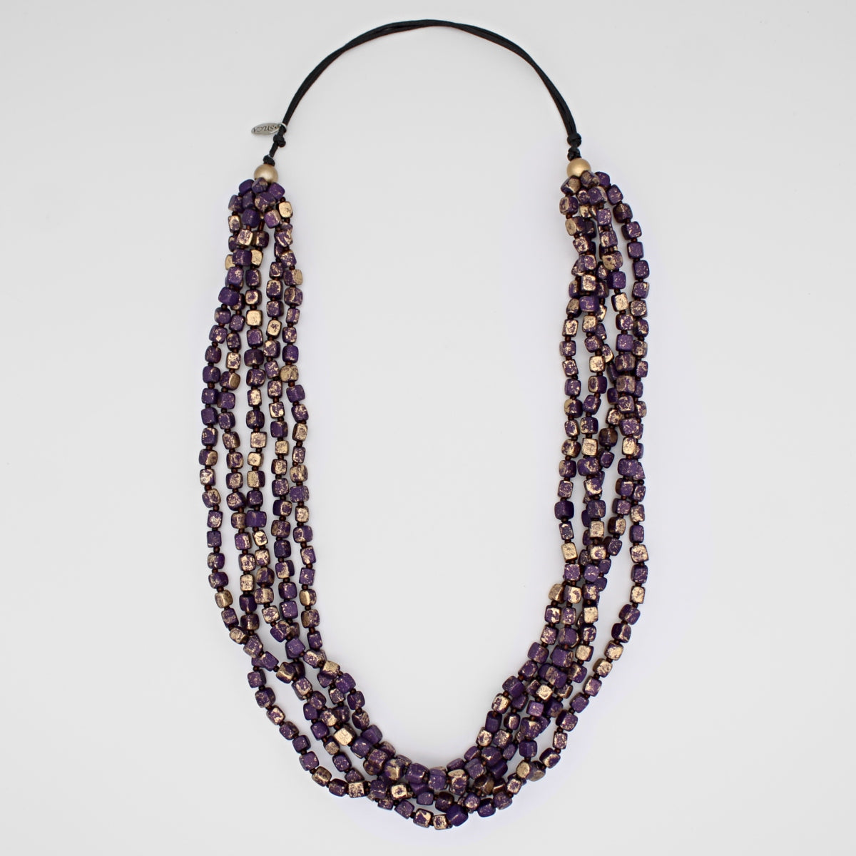 Purple and Gold Multi Strand Ellie Necklace - Sylca Designs - Chunky Jewelry