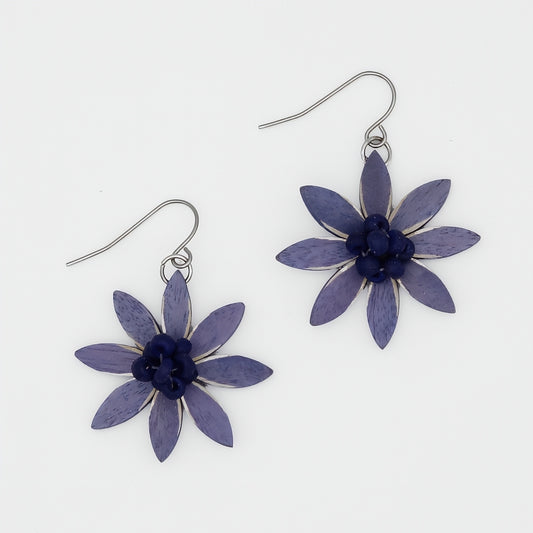 Purple Amaya Flower Earrings - Sylca Designs - Chunky Jewelry