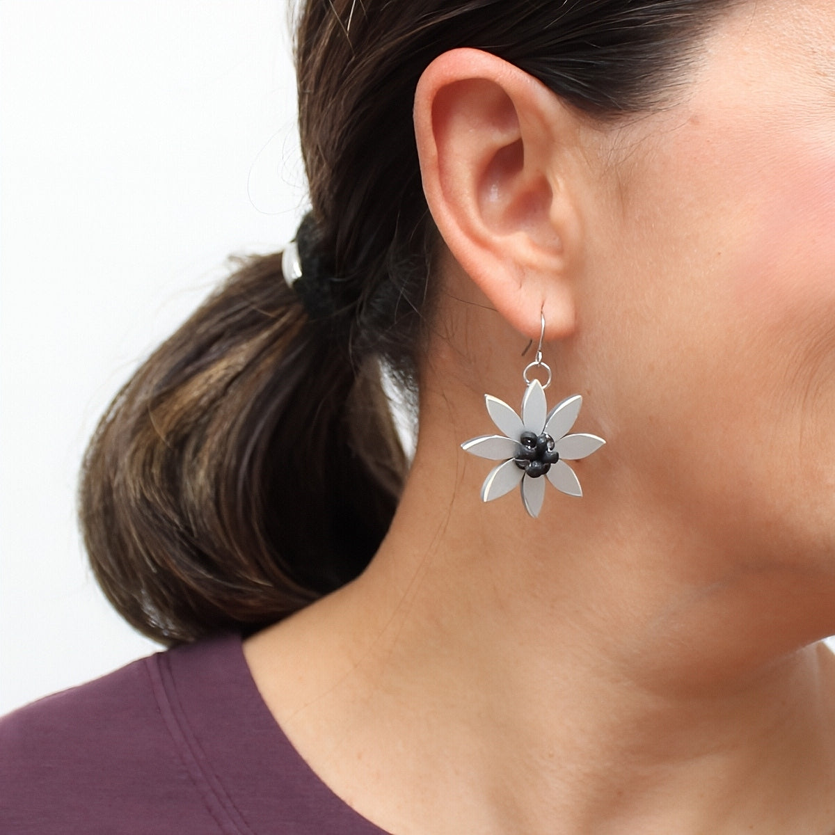 Silver Amaya Flower Earrings - Sylca Designs - Chunky Jewelry