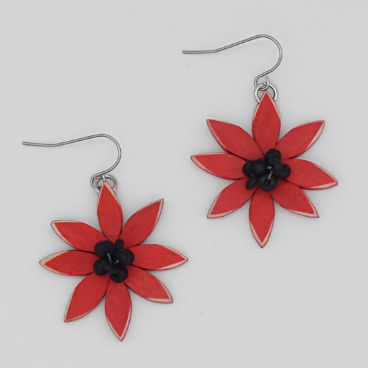 Red Amaya Flower Earrings - Sylca Designs - Chunky Jewelry
