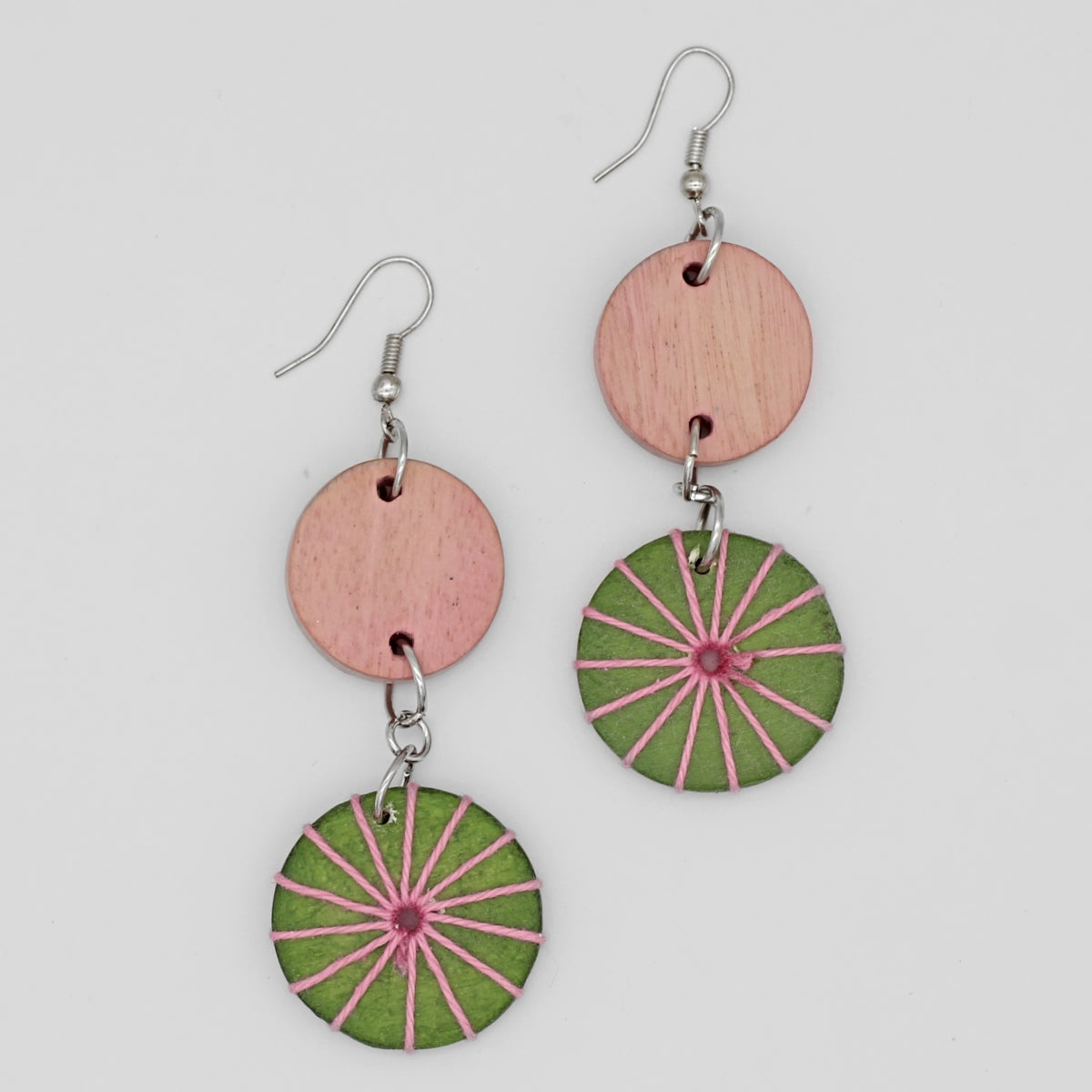 Green and Pink Leilani Earrings - Sylca Designs - Chunky Jewelry