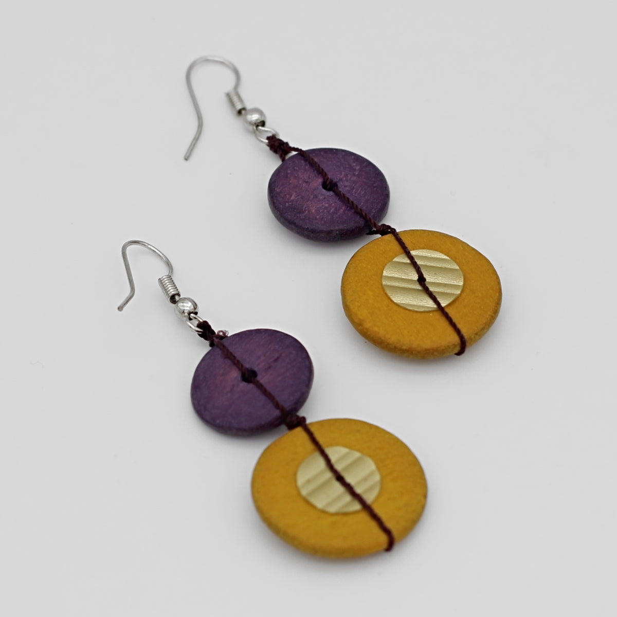 Purple and Mustard Tatum Earrings