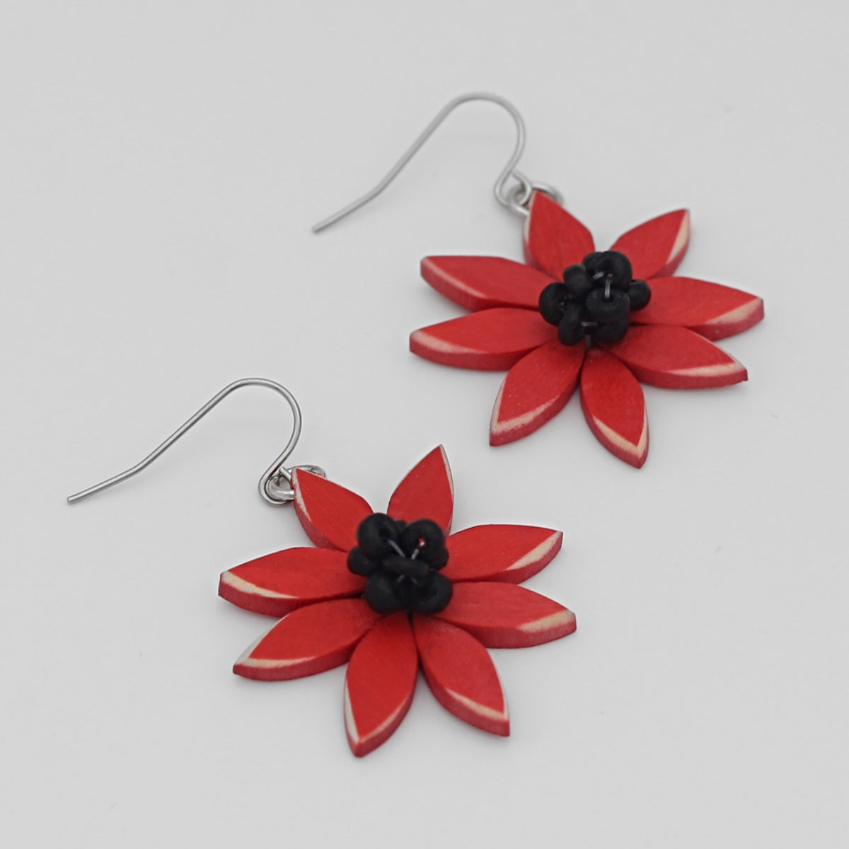 Red Amaya Flower Earrings - Sylca Designs - Chunky Jewelry