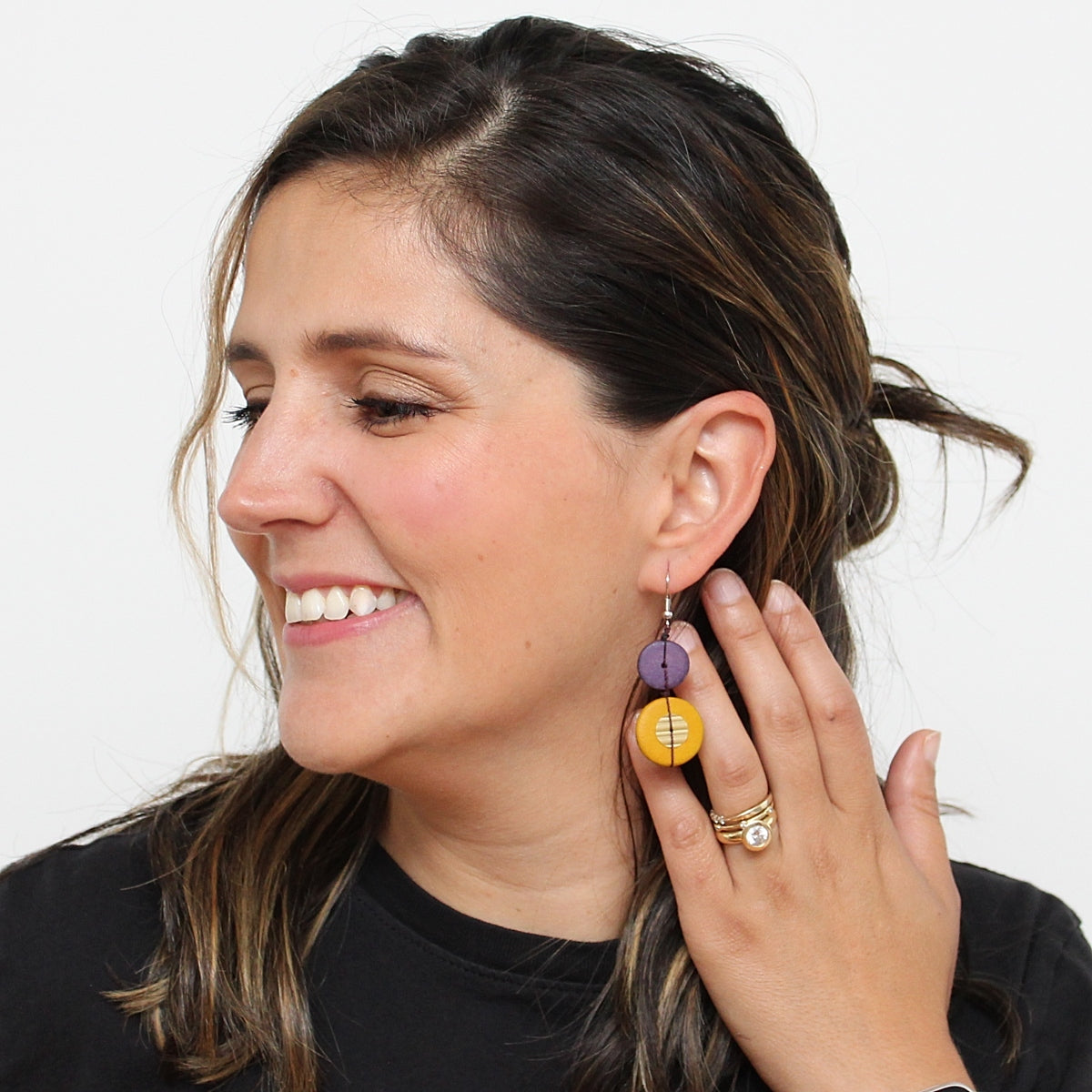 Purple and Mustard Tatum Earrings