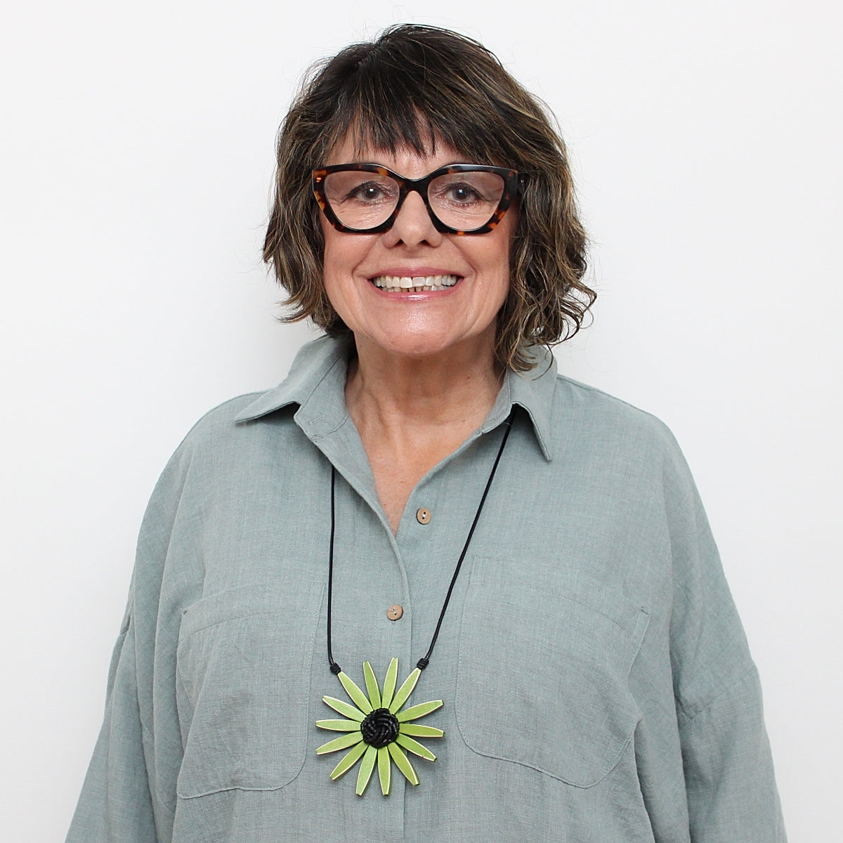 Green Amaya Flower Statement Necklace
