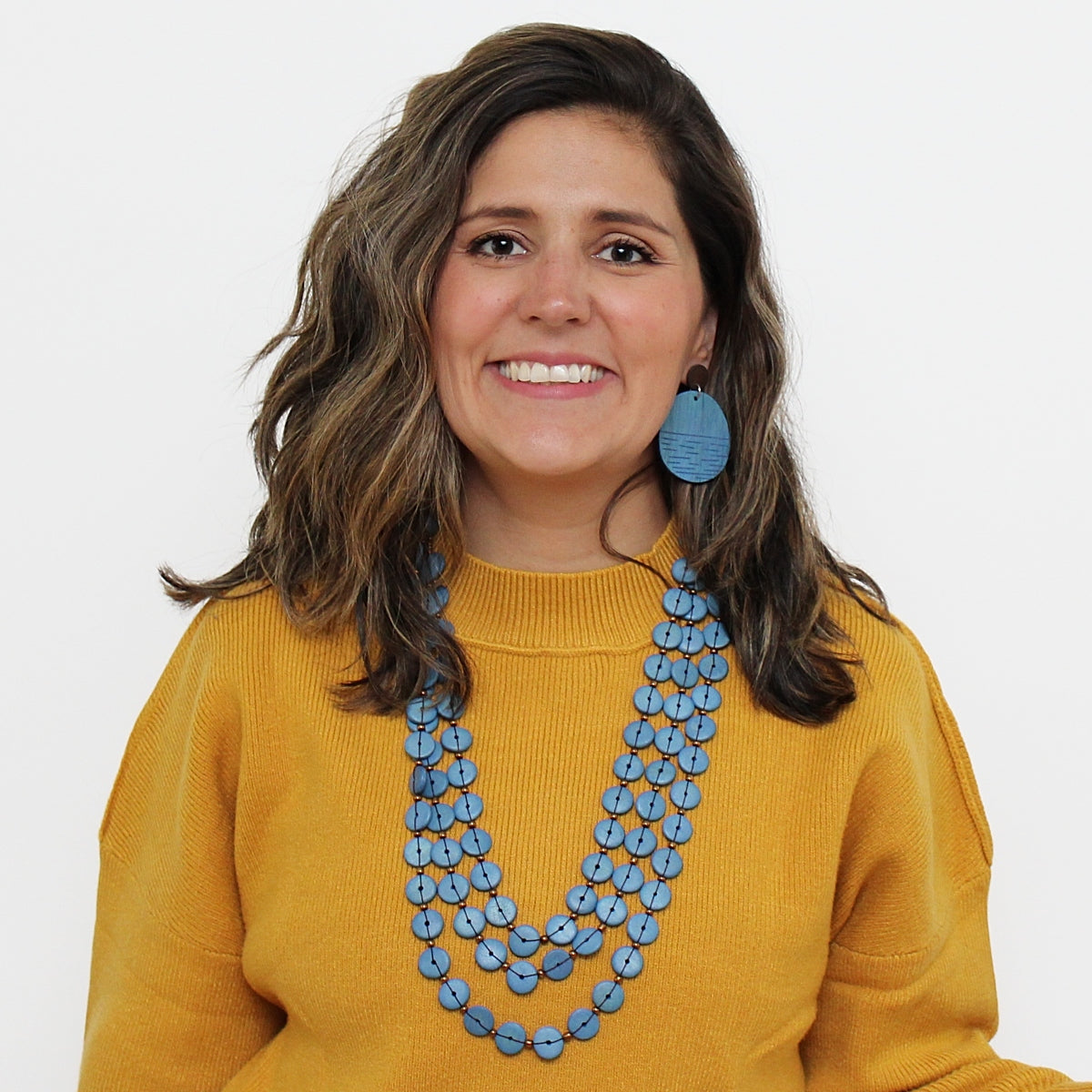 Denim Blue Jacey Triple Strand Necklace