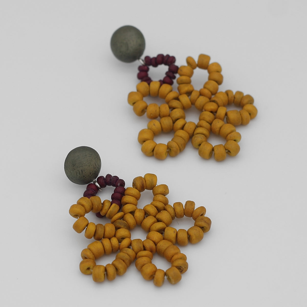 Earth Beaded Flower Earrings - Sylca Designs - Chunky Jewelry