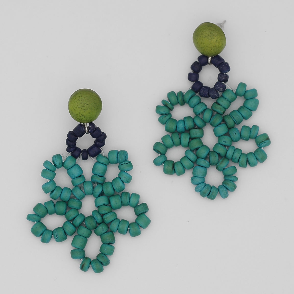 seed bead flower earrings Ocean Beaded Flower Earrings - Lightweight Boho Statement Earrings