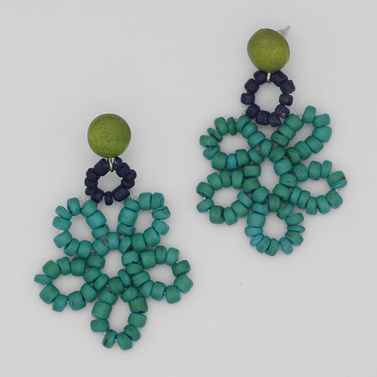 Ocean Beaded Flower Earrings