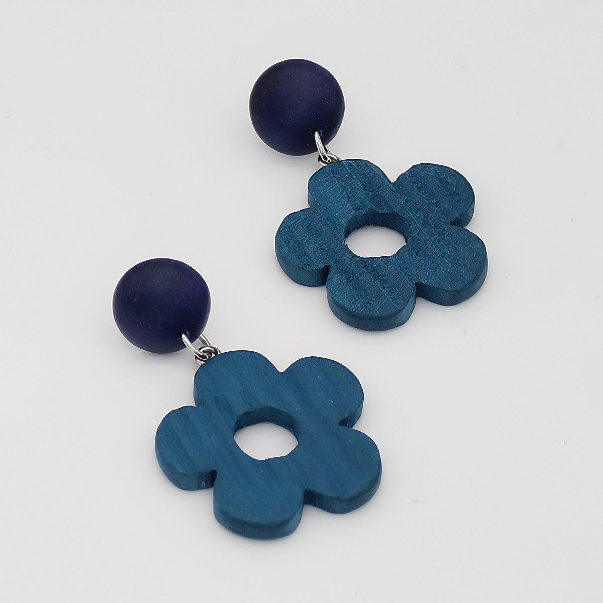 Blue Petalwood Earrings - Sylca Designs - Chunky Jewelry