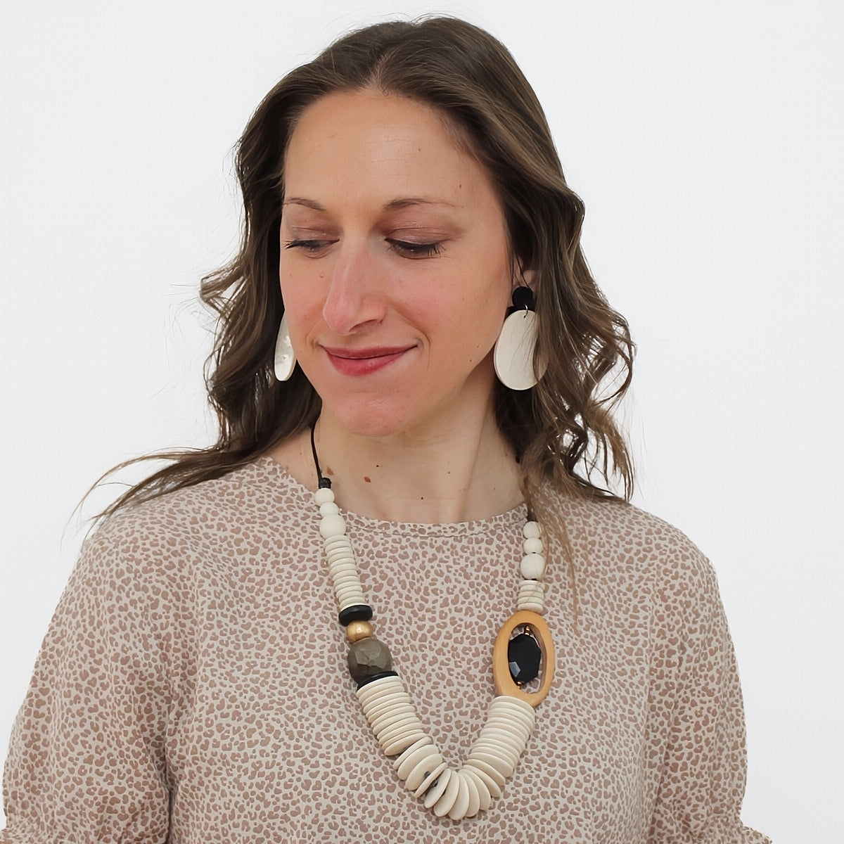Cream Mixed Media Peyton Necklace - Sylca Designs - Chunky Jewelry