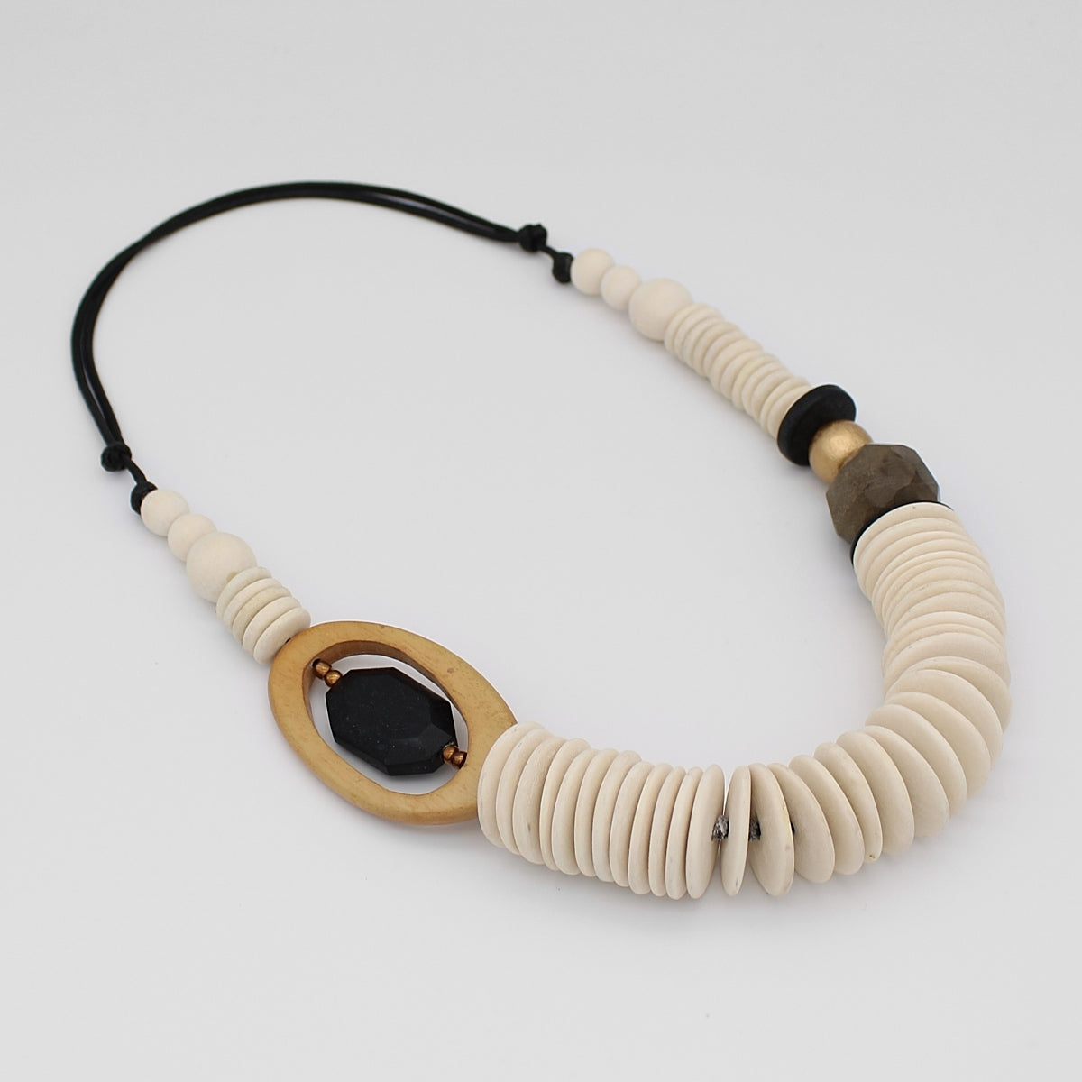 Cream Mixed Media Peyton Necklace - Sylca Designs - Chunky Jewelry