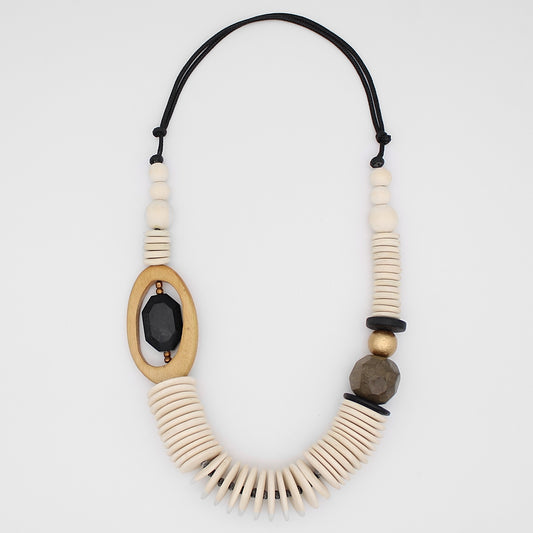 Cream Mixed Media Peyton Necklace - Sylca Designs - Chunky Jewelry