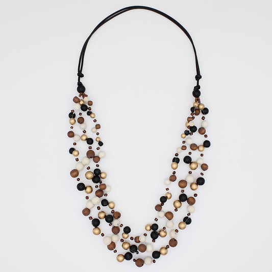 Black and Gold Carmella Multi Strand Necklace - Sylca Designs - Chunky Jewelry