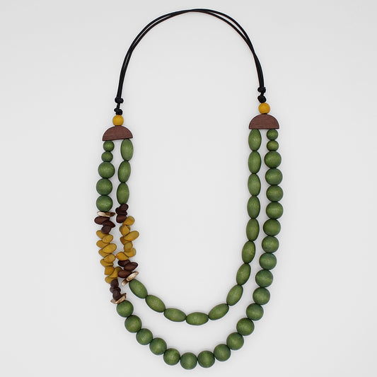 Verde Forrest Wood Necklace - Sylca Designs - Chunky Jewelry