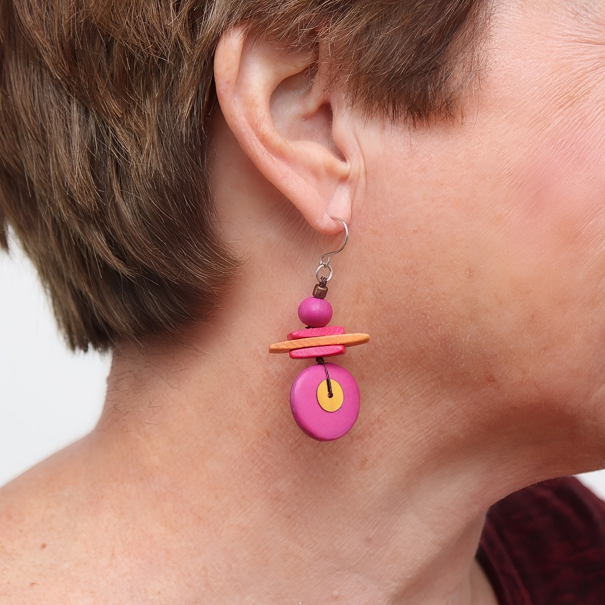 Assuta Fuchsia Drop Earrings - Sylca Designs - Chunky Jewelry
