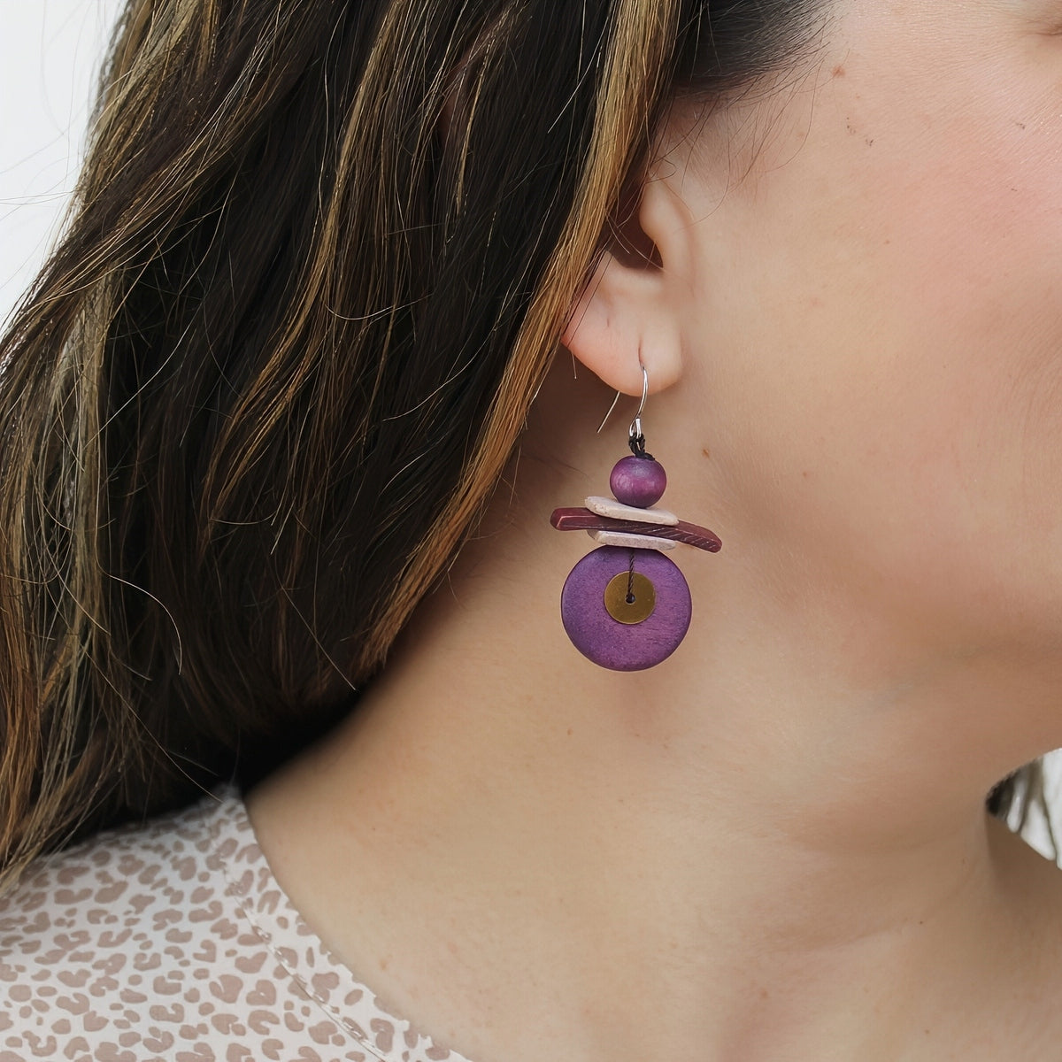 Assuta Magenta Drop Earrings - Sylca Designs - Chunky Jewelry