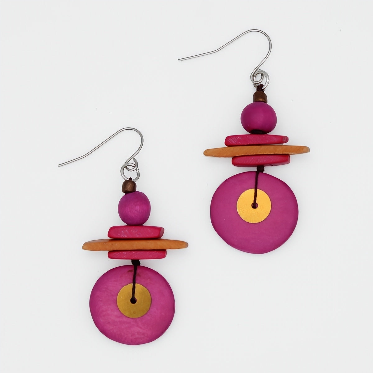 Assuta Fuchsia Drop Earrings - Sylca Designs - Chunky Jewelry