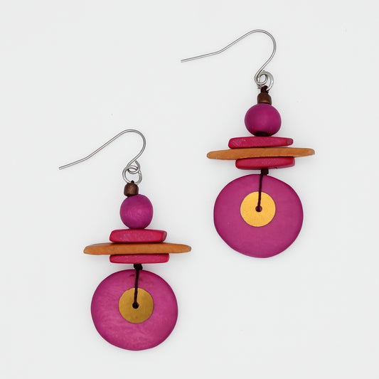 Assuta Fuchsia Drop Earrings - Sylca Designs - Chunky Jewelry