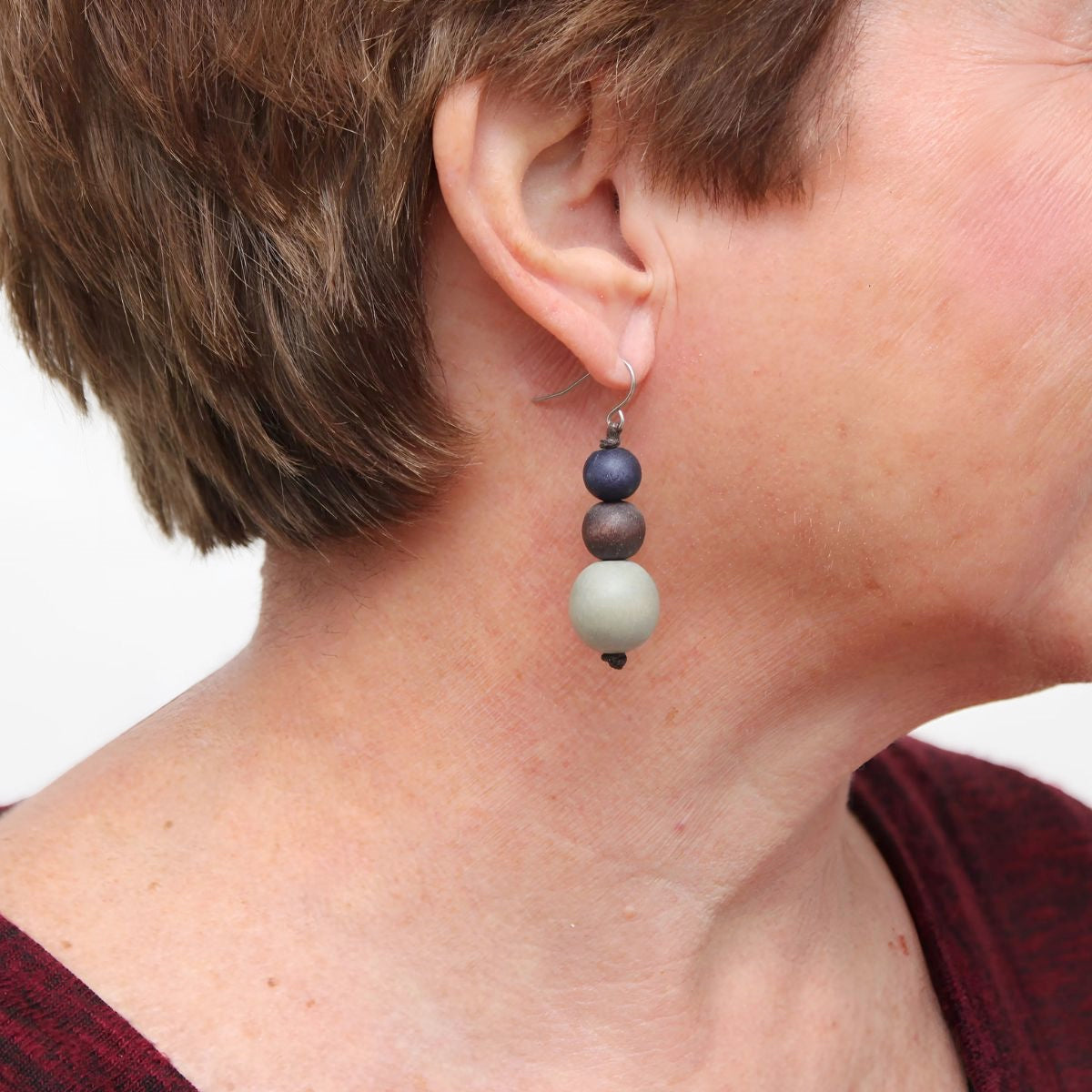 Grey Drop Lela Earrings - Sylca Designs - Chunky Jewelry