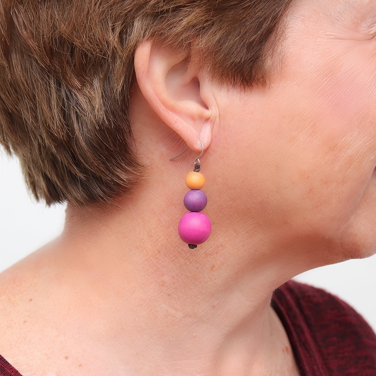 Fuchsia Drop Lela Earrings - Sylca Designs - Chunky Jewelry