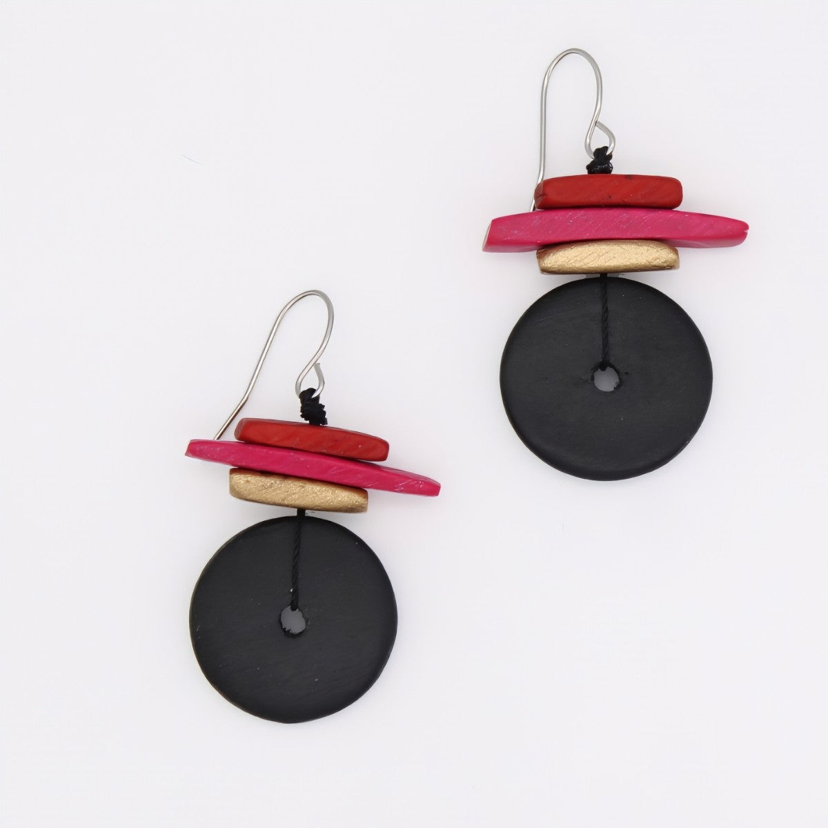 Black and Red Sabrina Earrings - Sylca Designs - Chunky Jewelry