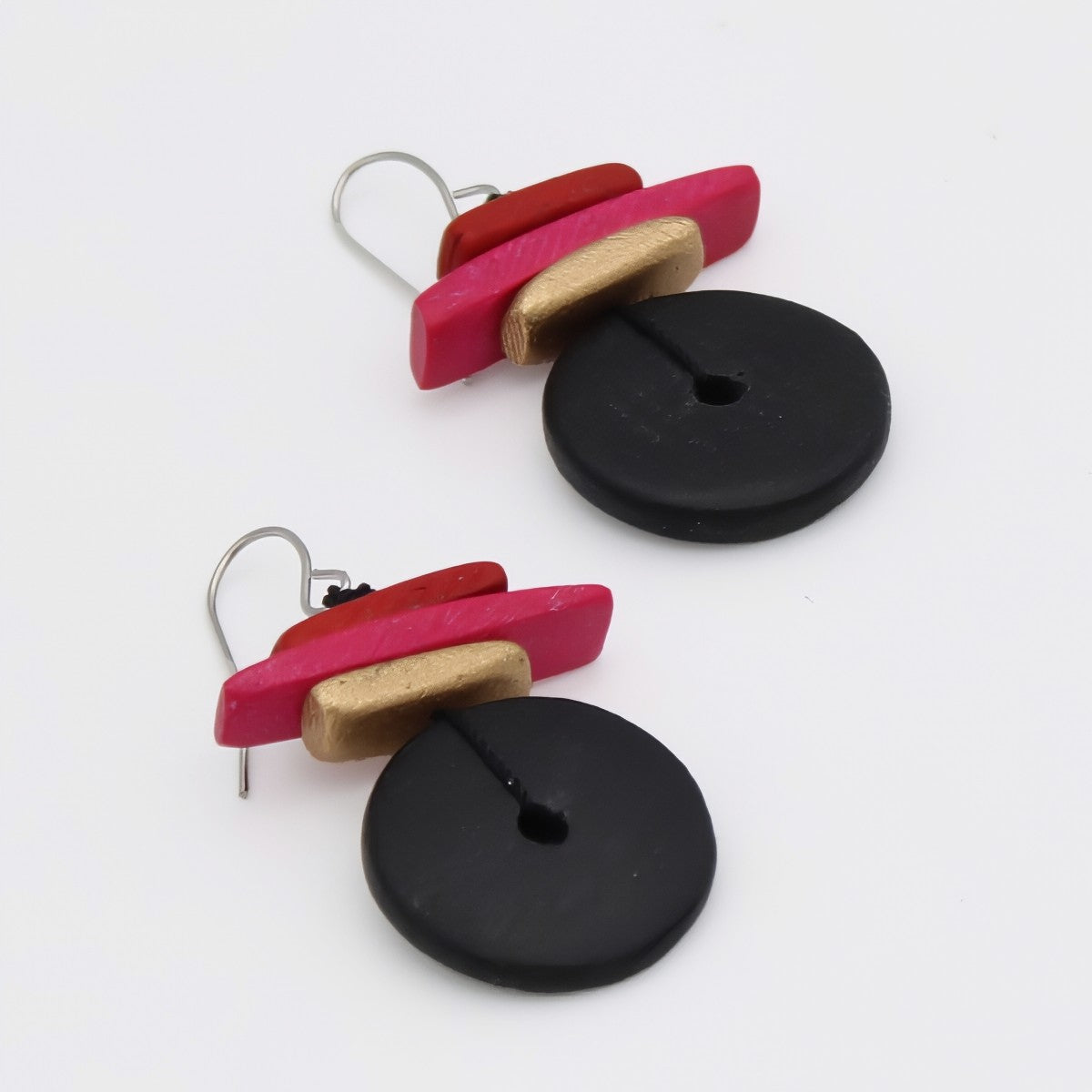 Black and Red Sabrina Earrings - Sylca Designs - Chunky Jewelry