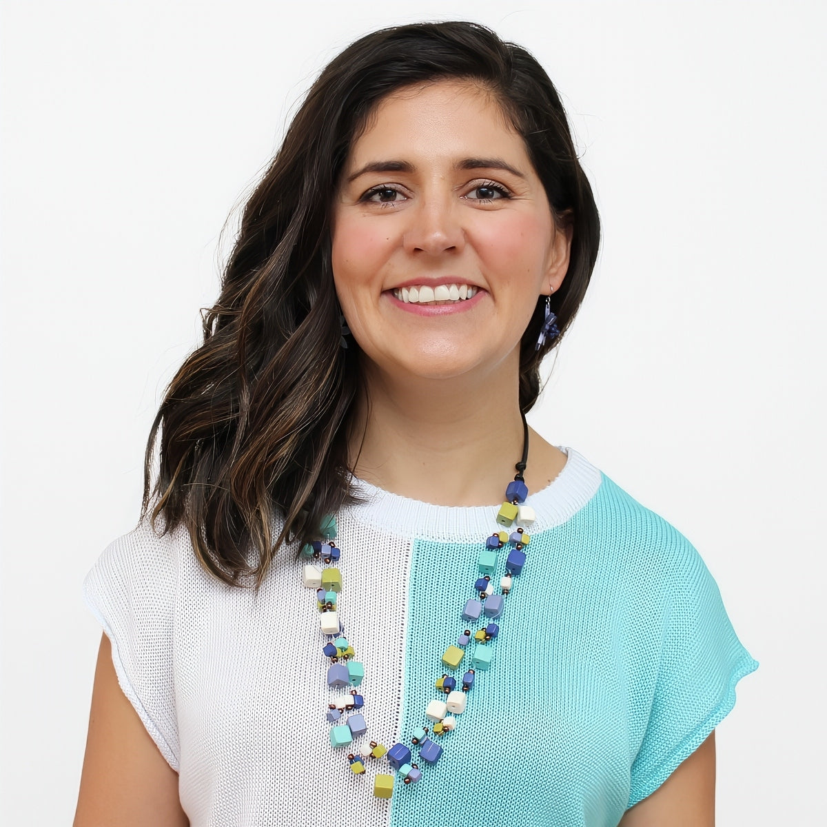Shades of Blue Lia Floating Bead Necklace - Sylca Designs - Chunky Jewelry