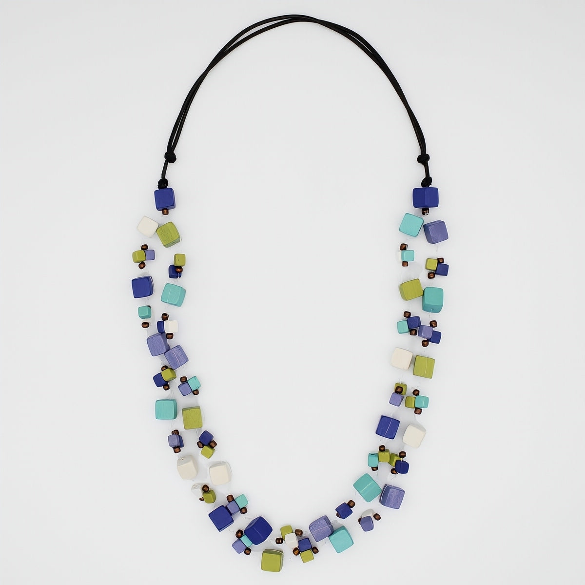 Shades of Blue Lia Floating Bead Necklace - Sylca Designs - Chunky Jewelry