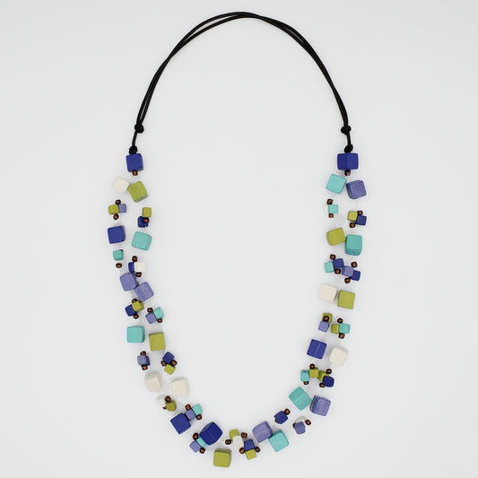 Shades of Blue Lia Floating Bead Necklace - Sylca Designs - Chunky Jewelry