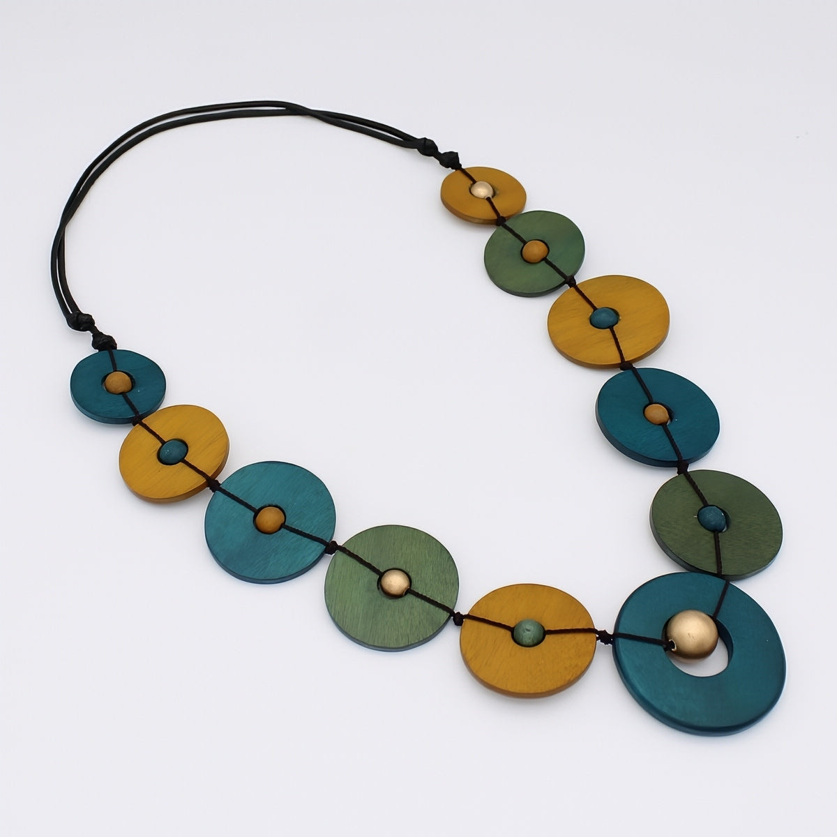 Teal Wood Unity Necklace - Sylca Designs - Chunky Jewelry
