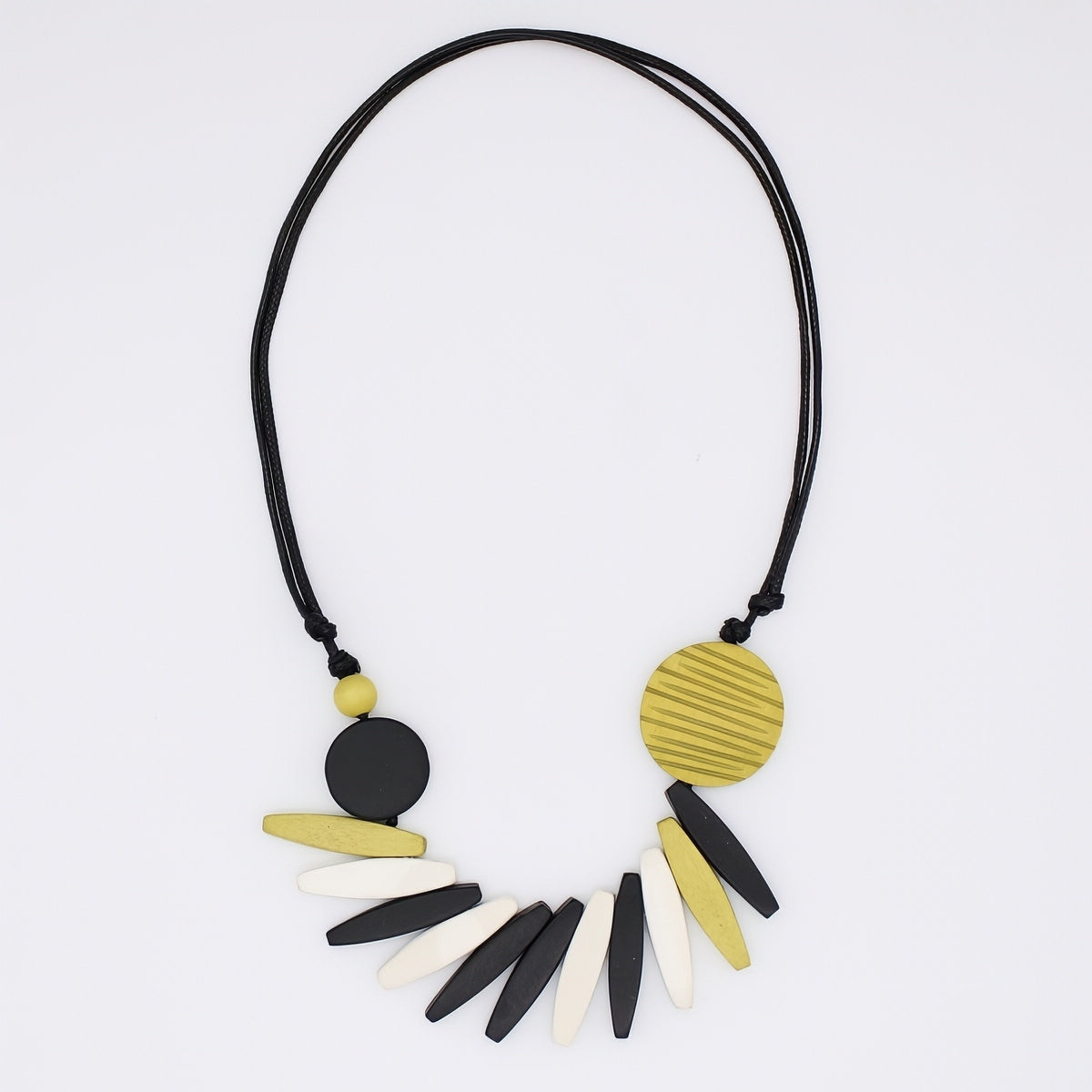 Chartreuse Wood Fringe Necklace - Sylca Designs - Chunky Jewelry