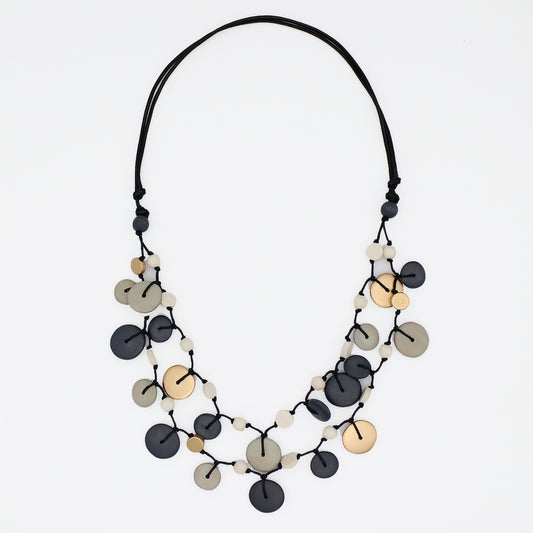 Gray Juliette Drop Double Strand Necklace