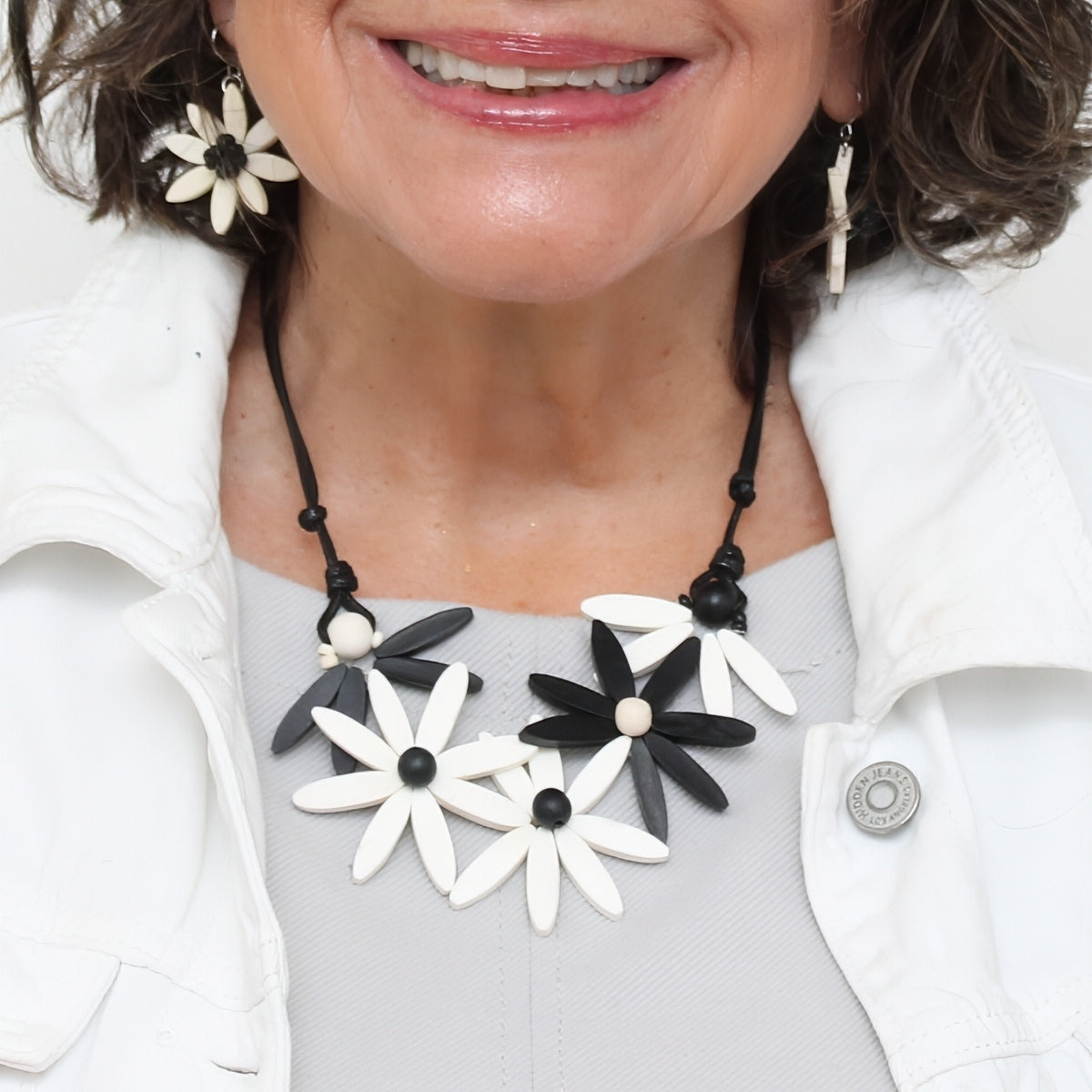 White Garland Nectar Statement Necklace - Sylca Designs - Chunky Jewelry