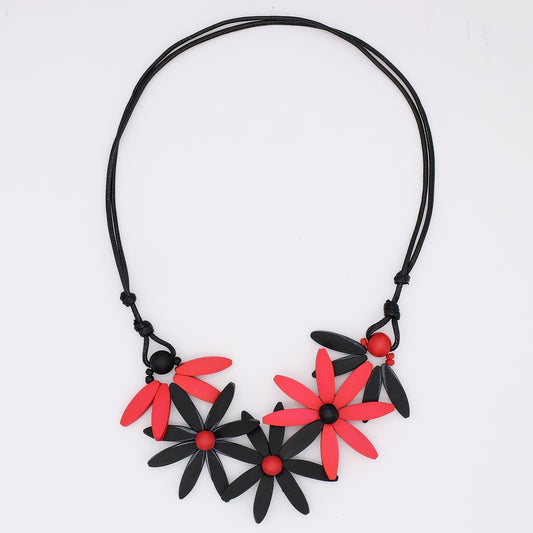 Red Garland Nectar Statement Necklace - Sylca Designs - Chunky Jewelry