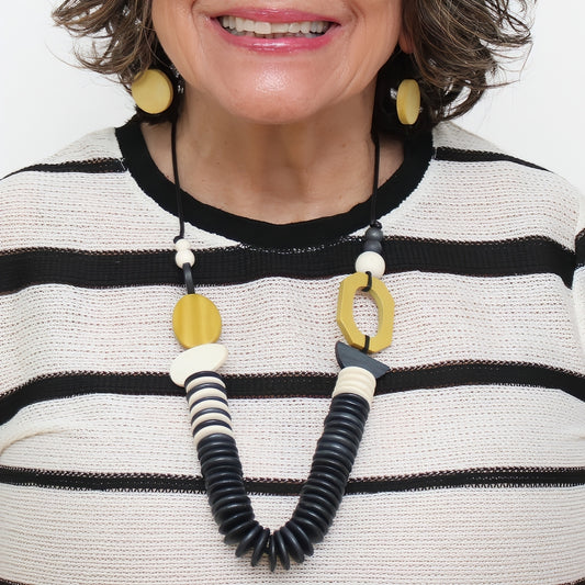 Chartreuse Wood Sophie Necklace - Sylca Designs - Chunky Jewelry